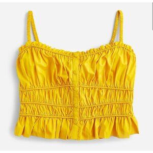 NWT J. Crew Cinched-Waist Cotton Poplin Cropped Tank Top in Warm Maize